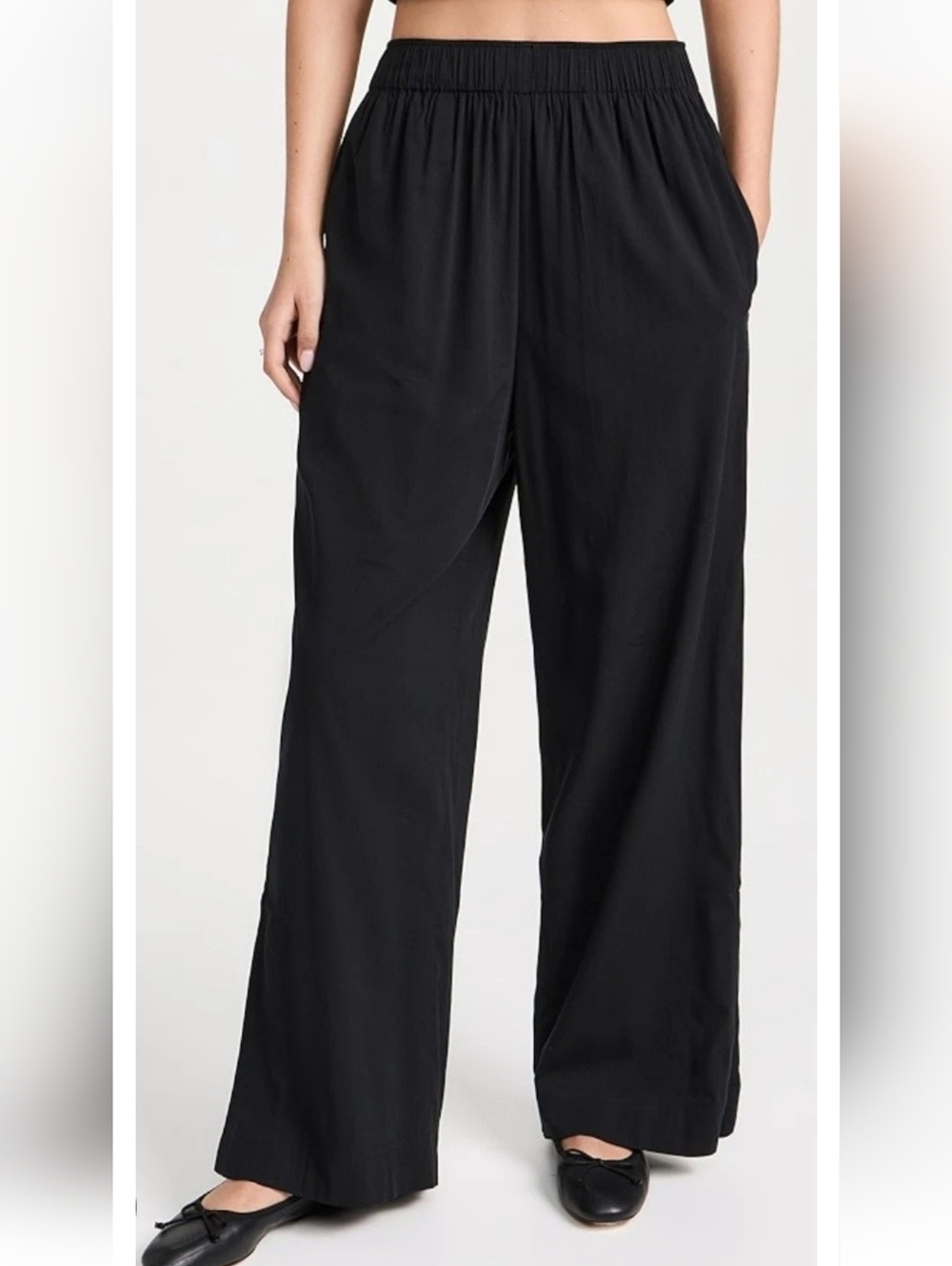 Madewell Linen Blend Wide Leg Pull On Elastic Waist Pants